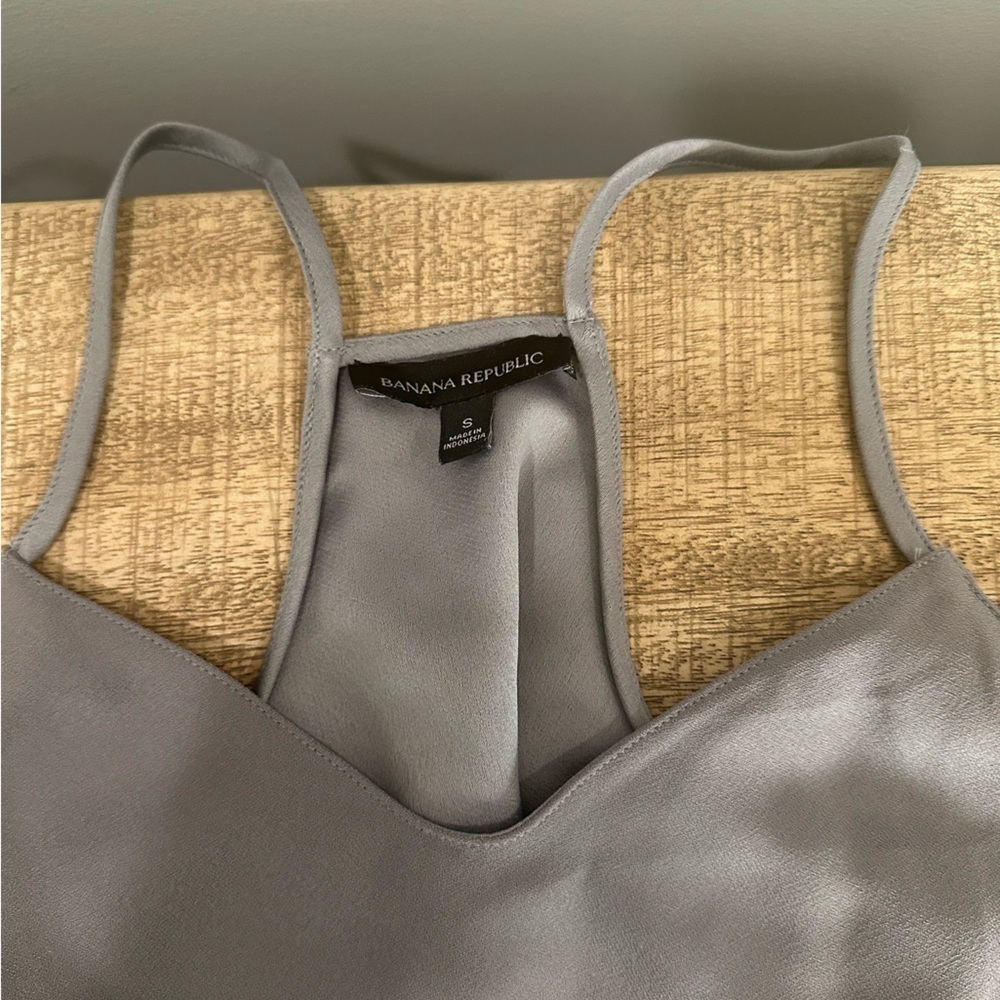 Banana Republic Gray Strappy Cami Tank Top | Size S | High Neck Racerback - Picture 6 of 16